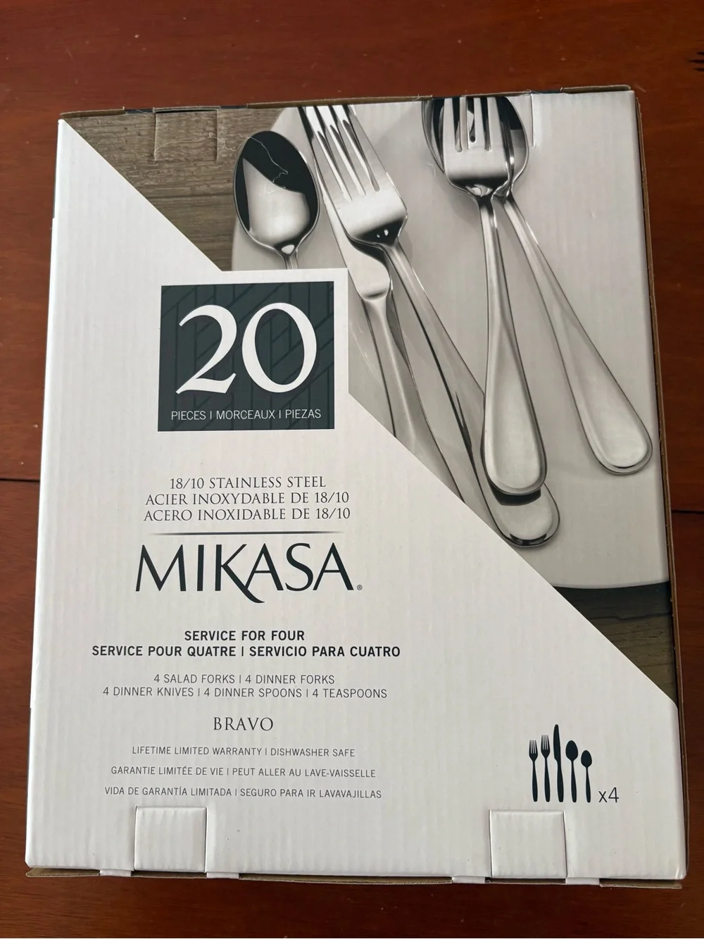 Mikasa Bravo 20- Piece Flatware Set 18/10 Stainless Steel NIB Service  for 4